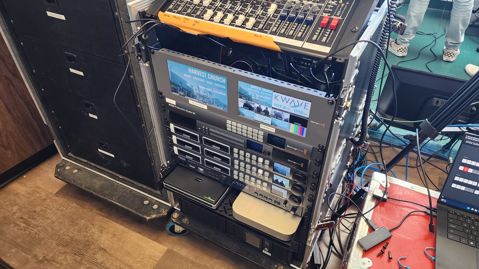 The production rack at the Harvest Crusade
